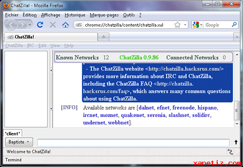 Parler sur IRC avec ChatZilla