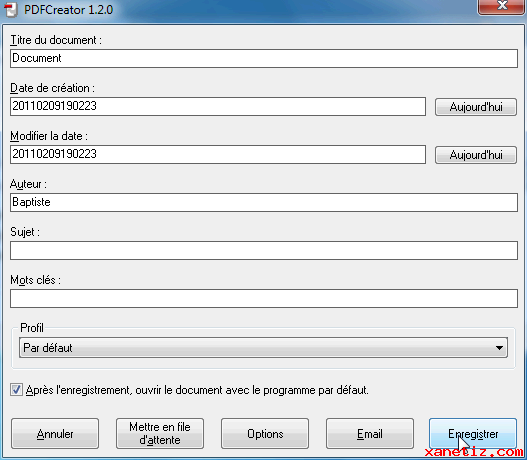 Crer un fichier PDF