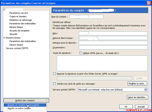 Configurer un compte Hotmail avec Thunderbird