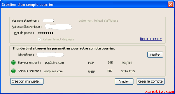 Configurer un compte Hotmail avec Thunderbird