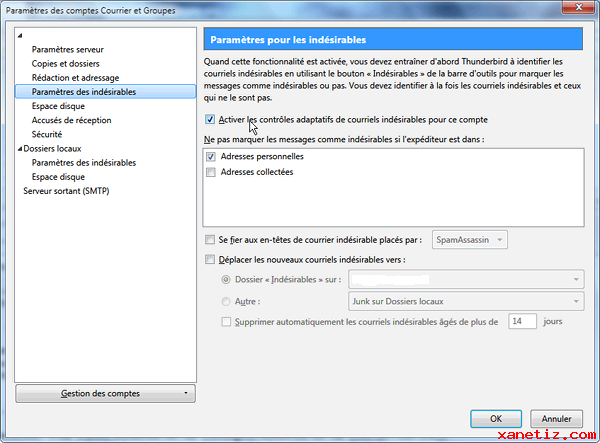 Configurer Thunderbird pour viter les spams