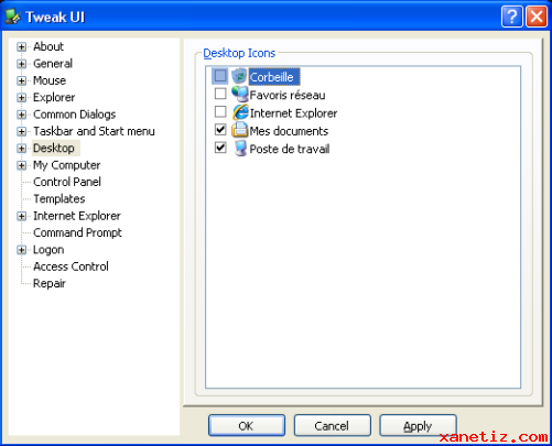 Configurer Windows XP avec Tweak UI