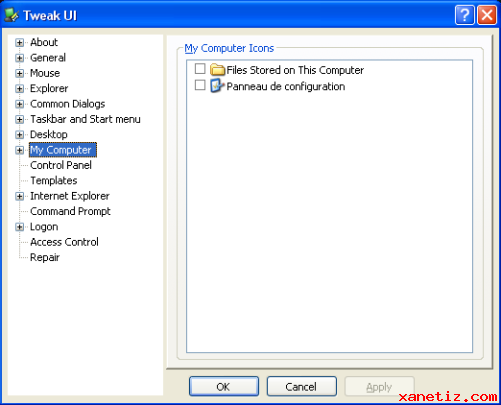 Configurer Windows XP avec Tweak UI