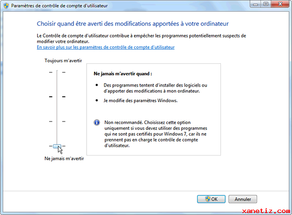 Dsactiver l'UAC sur Windows Seven