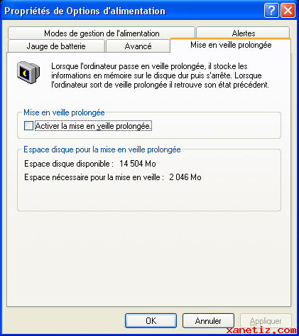 Utiliser la mise en veille prolonge sur Windows XP